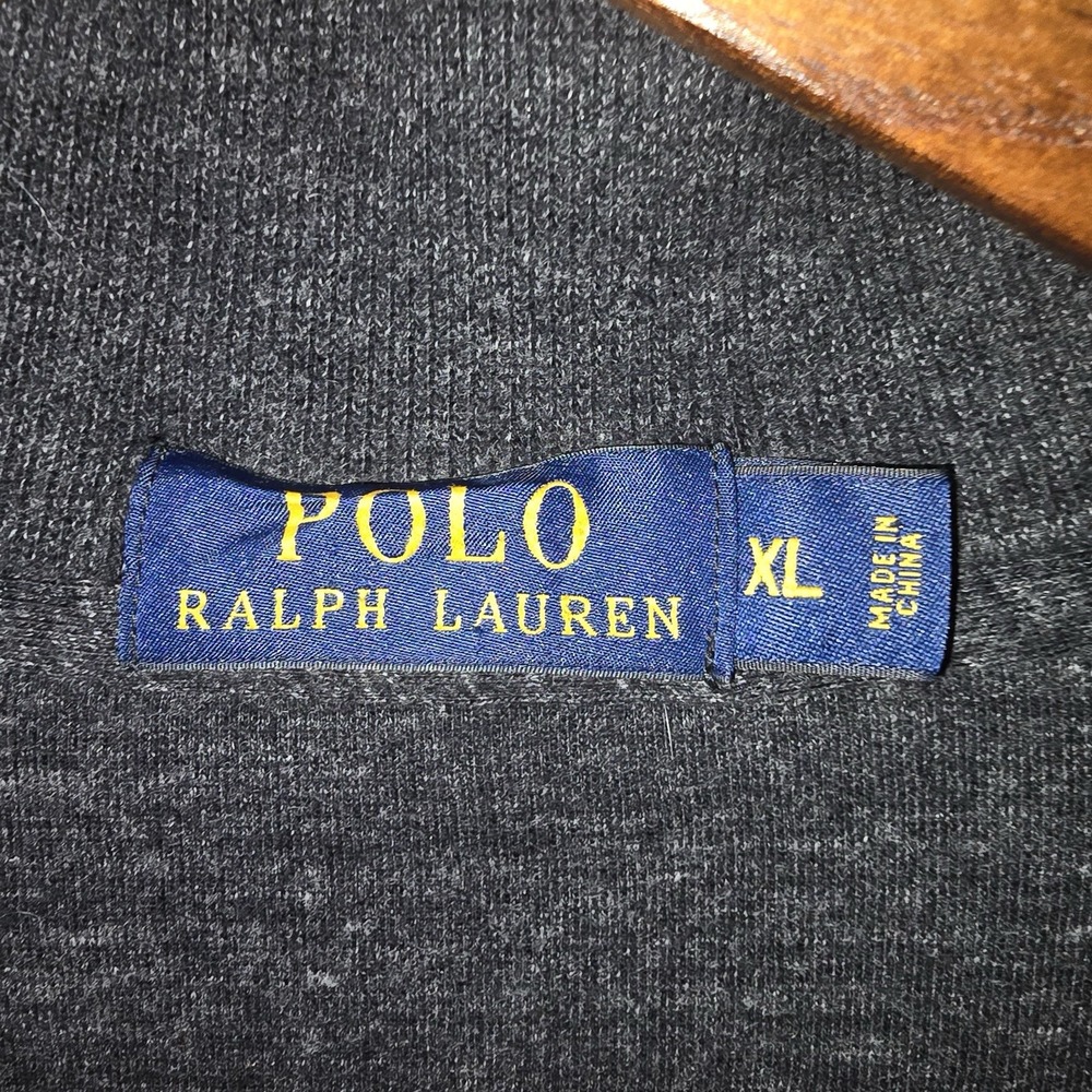 Polo Ralph Lauren Quarter Zip Sweater Mens XL Charcoal‎ Gray Red Pony Cotton - Picture 2 of 5